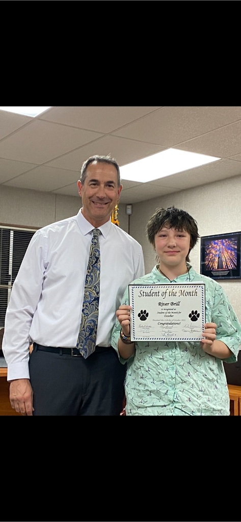 Congratulations Sisson Student of the Month - River 